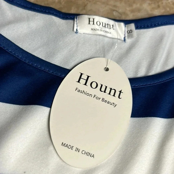 Y2K NWT HOUNT. Halter Dress, women S. Colorblock,striped,coastal,Resortwear - Picture 13 of 15